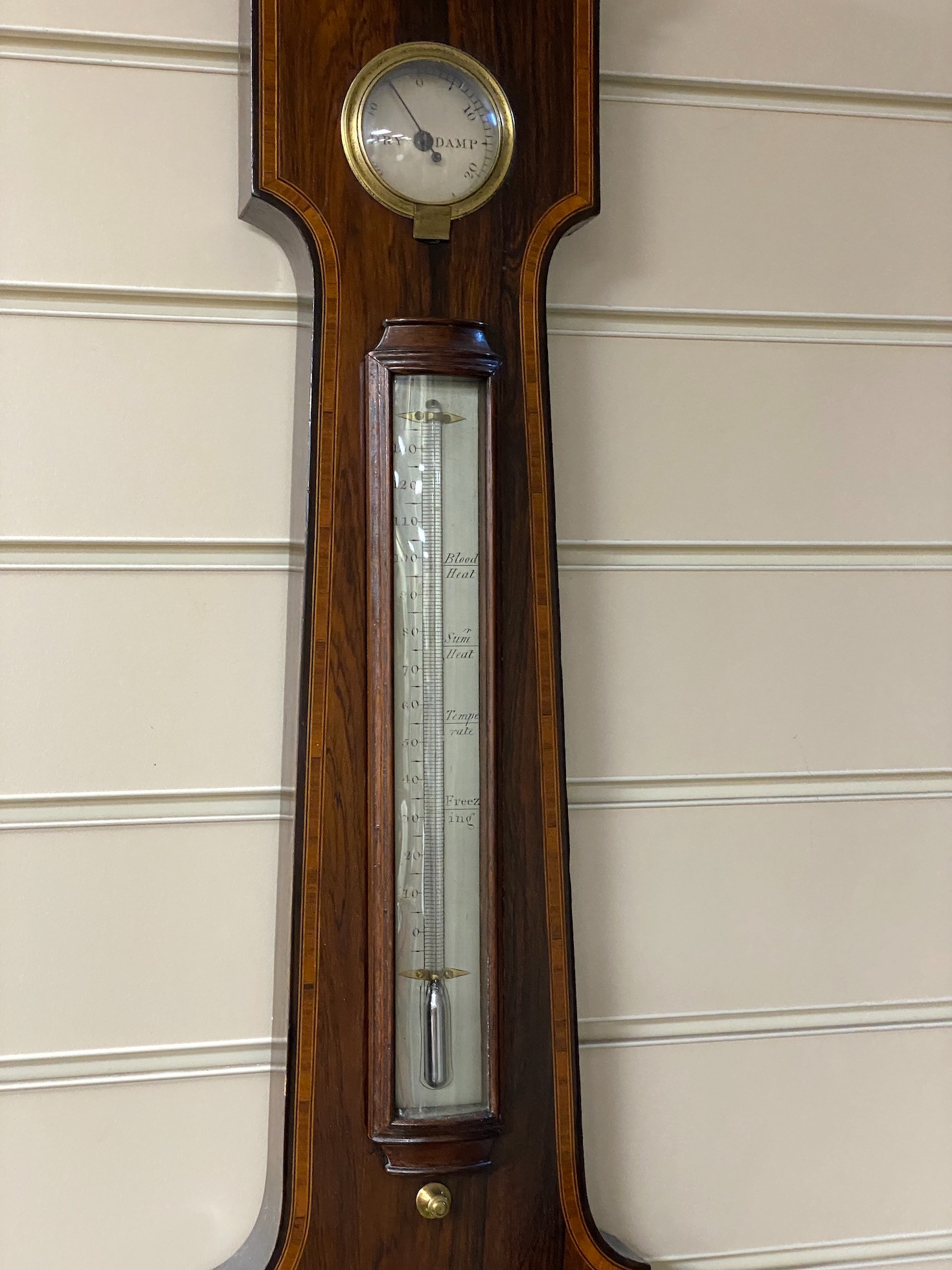 Abraham of Bath. A Regency rosewood wheel barometer, height 112cm